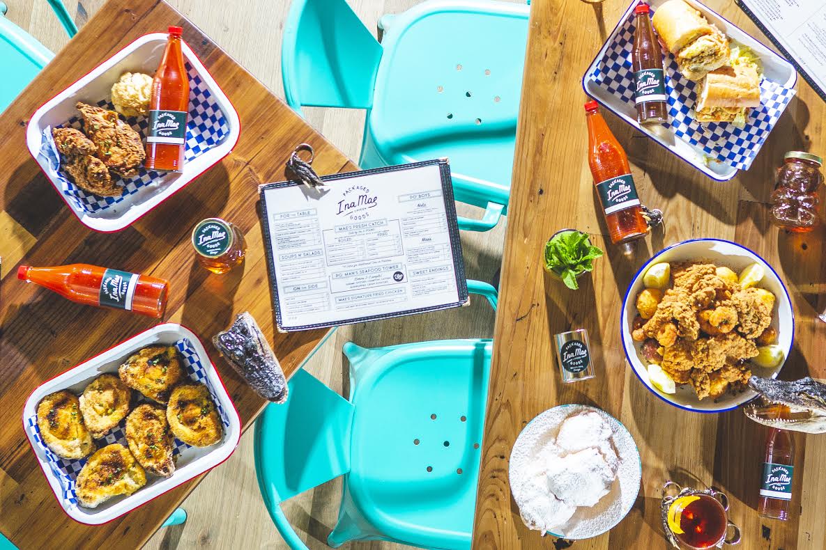 Tables of food at Ina Mae Tavern
