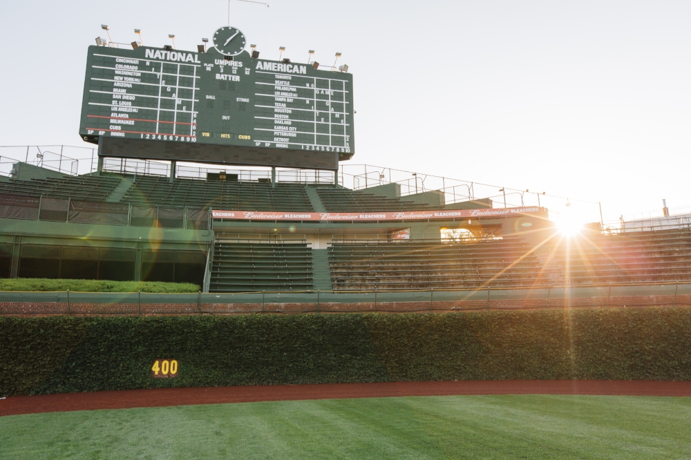 Scoreboard at Wrigley Field in Chicago