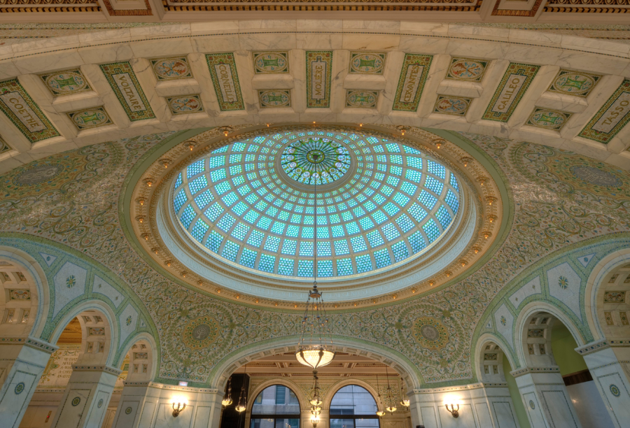 View of the ceiling in the Chicago Cultural Center