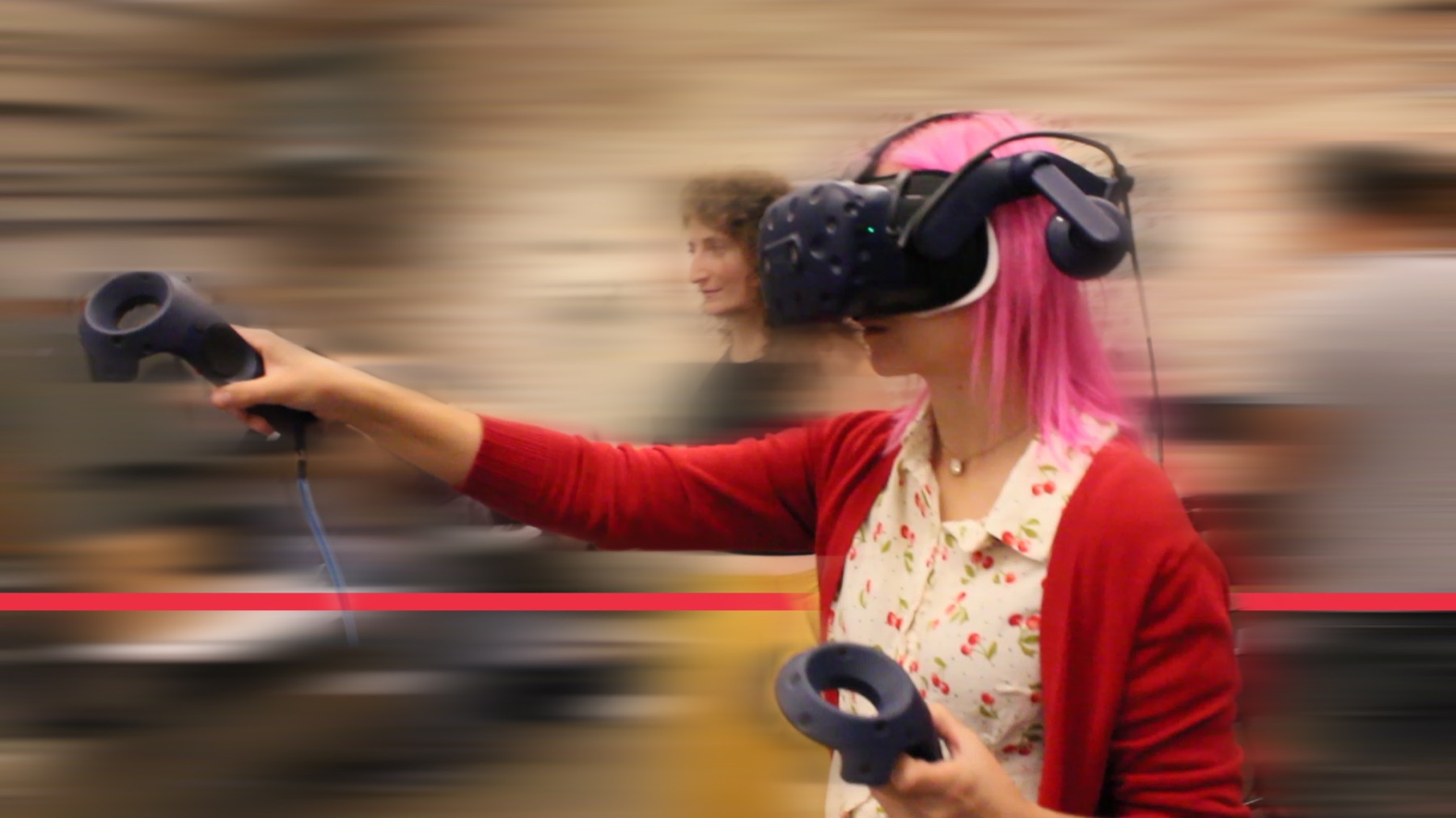 A woman using VR