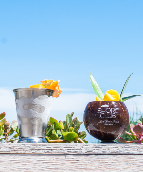 Drinks from Shore Club on North Avenue Beach in Chicago