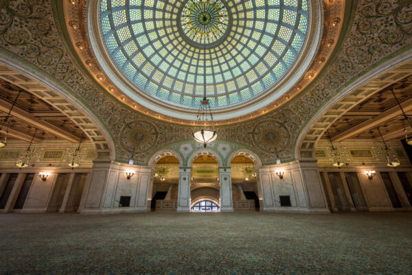Interior of Preston Bradley Hall in the Chicago Cultural Center; November 2024