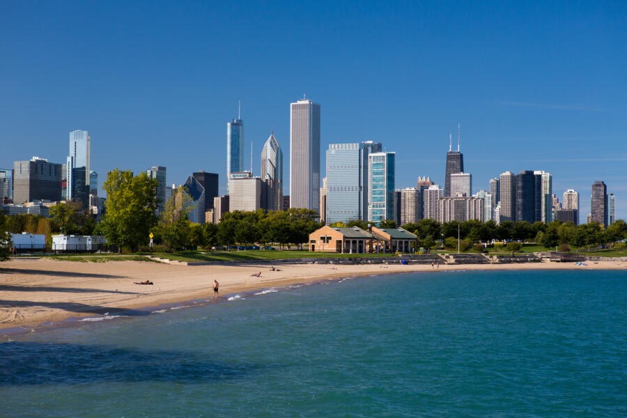 The Adler Planetarium from the 12th Street Beach, Chicago