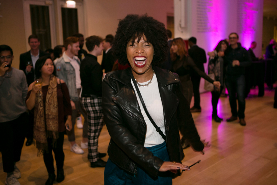 A partygoer at After Dark Art Institute