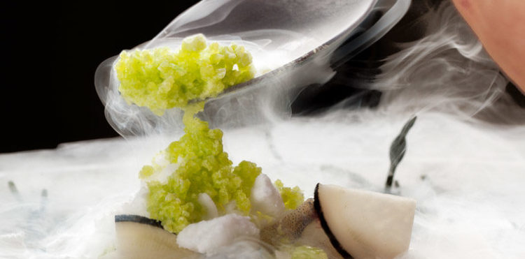 Close up of award-winning food at Alinea restaurant in Chicago
