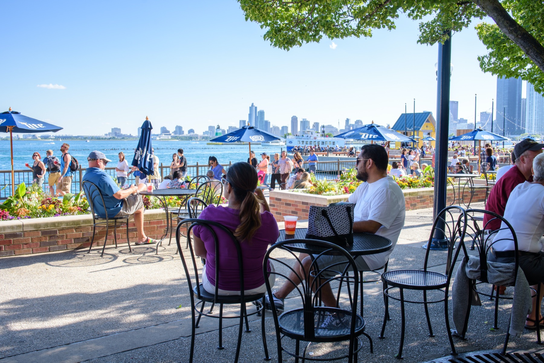 Navy Pier Beer Garden on the waterfront