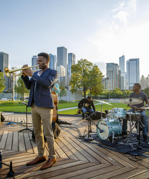 An outdoor concert at Navy Pier