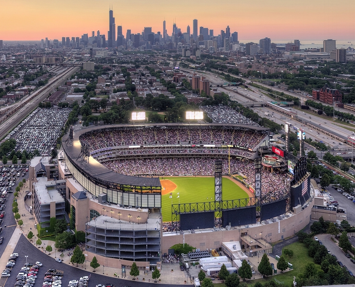 Aerial view of Guaranteed Rate Field in Chicago