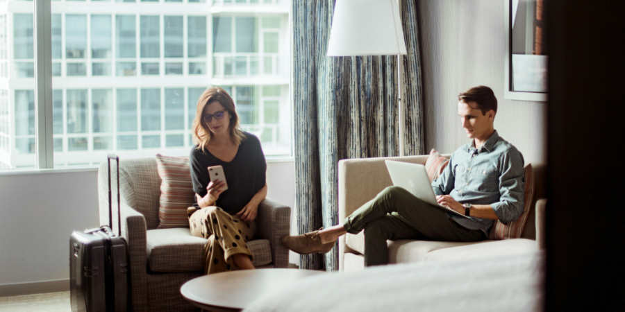 People in a hotel room