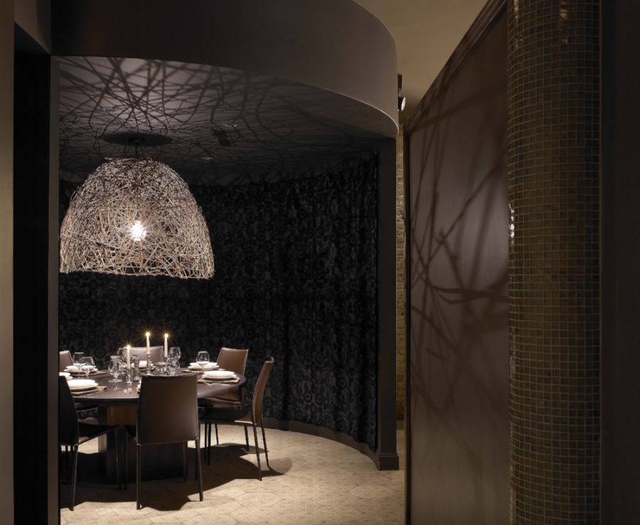 Private dining space with round table at Sepia restaurant in Chicago