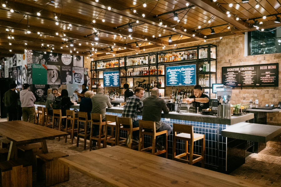  People seated at the bar in Time Out Market in Chicago