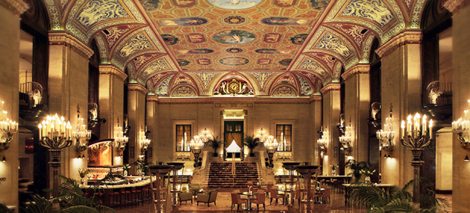 The grand lobby of Palmer House in Chicago