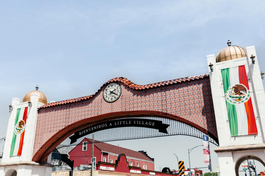 The arch welcoming visitors to Little Village