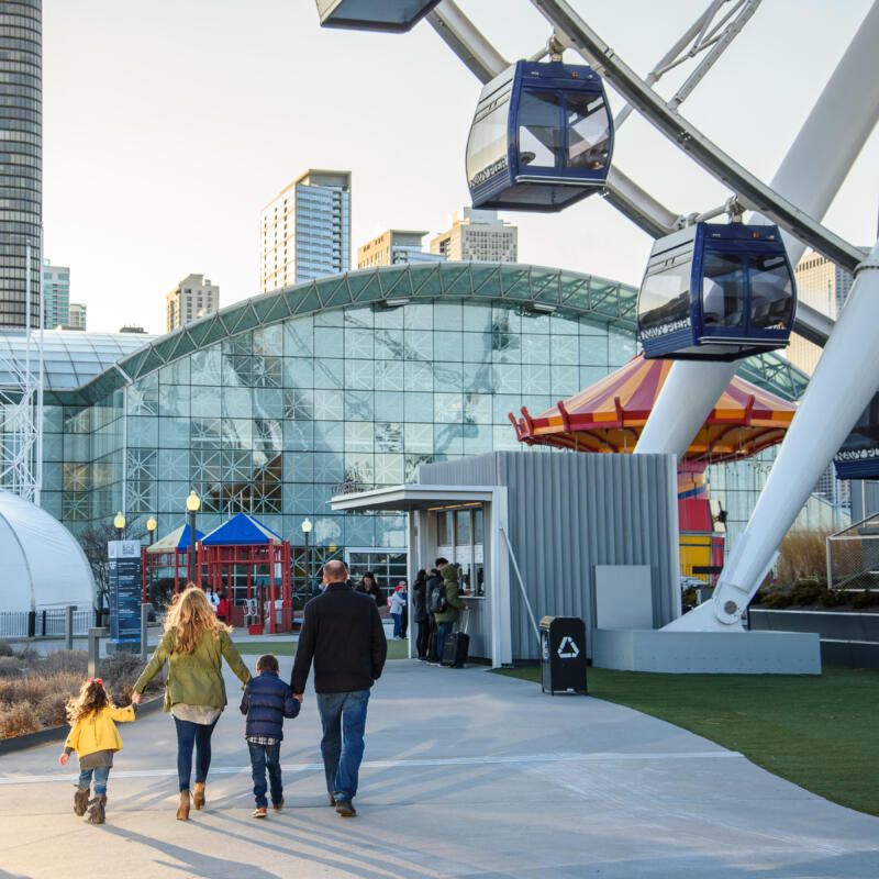 A family at Navy Pier in Chicago