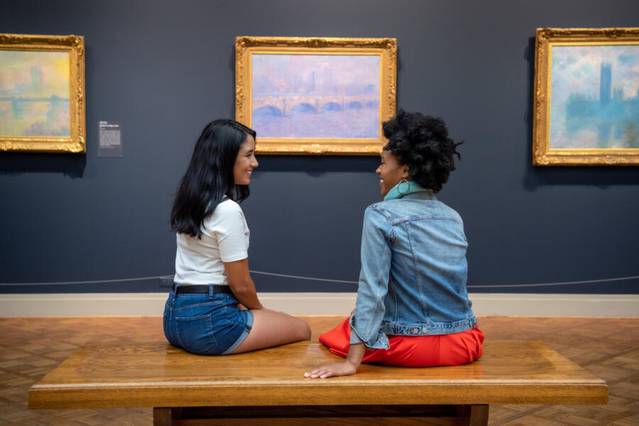 Women view a Monet at Art Institute of Chicago