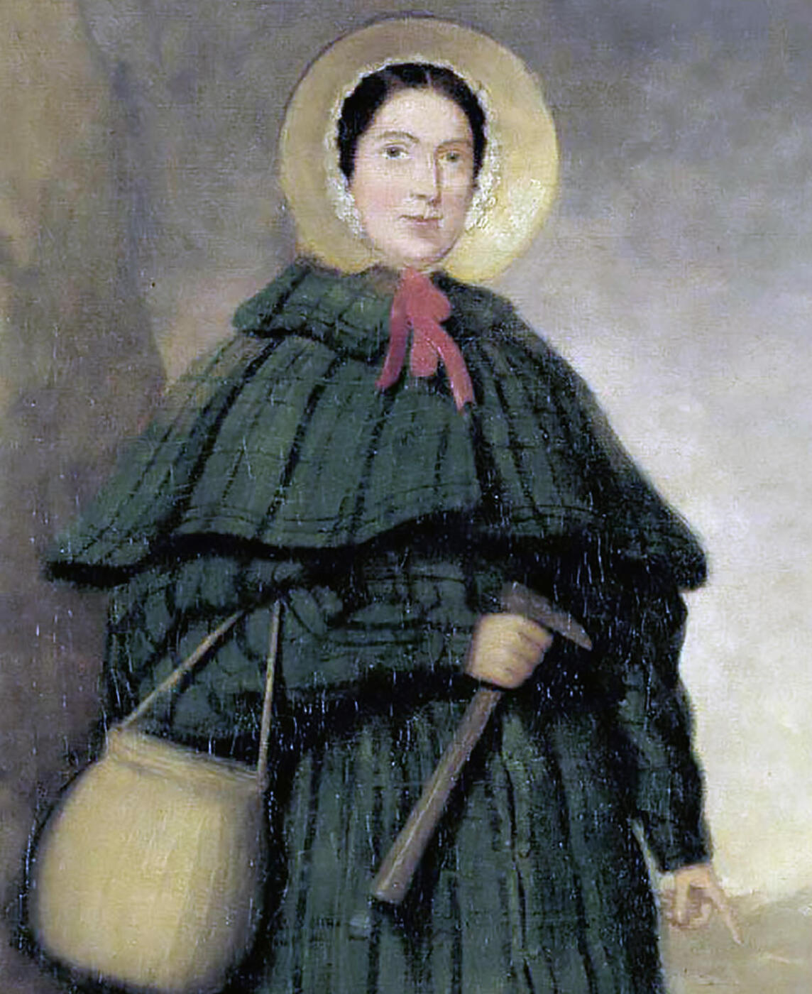 MARY ANNING (1799-1847) English fossil collector and palaeontologist with her dog Tray. Artist unknown.