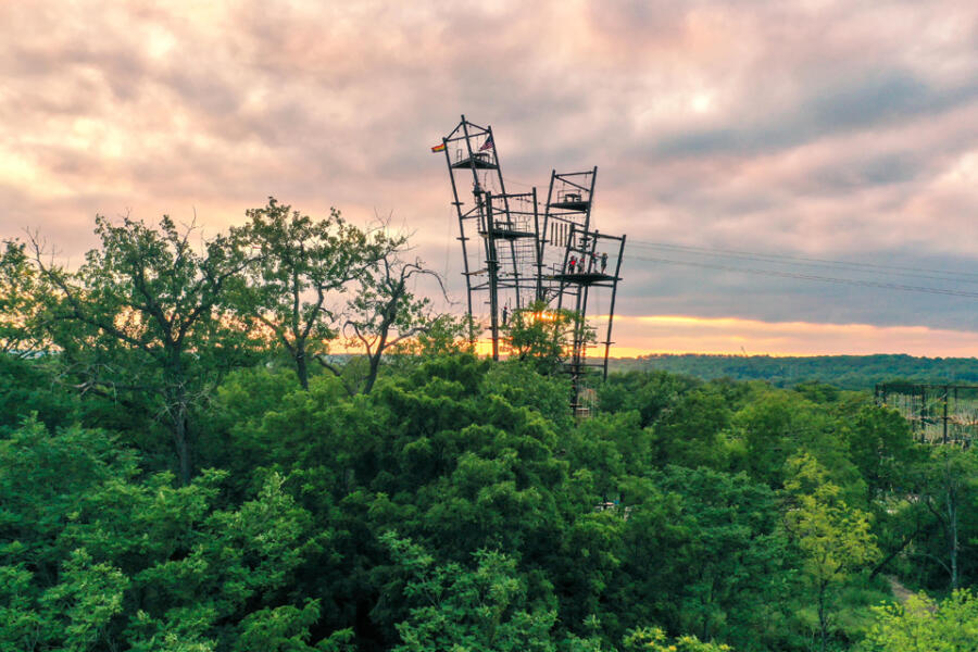 The Forge: Lemont Quarries high ropes course tower, the Skyscraper.