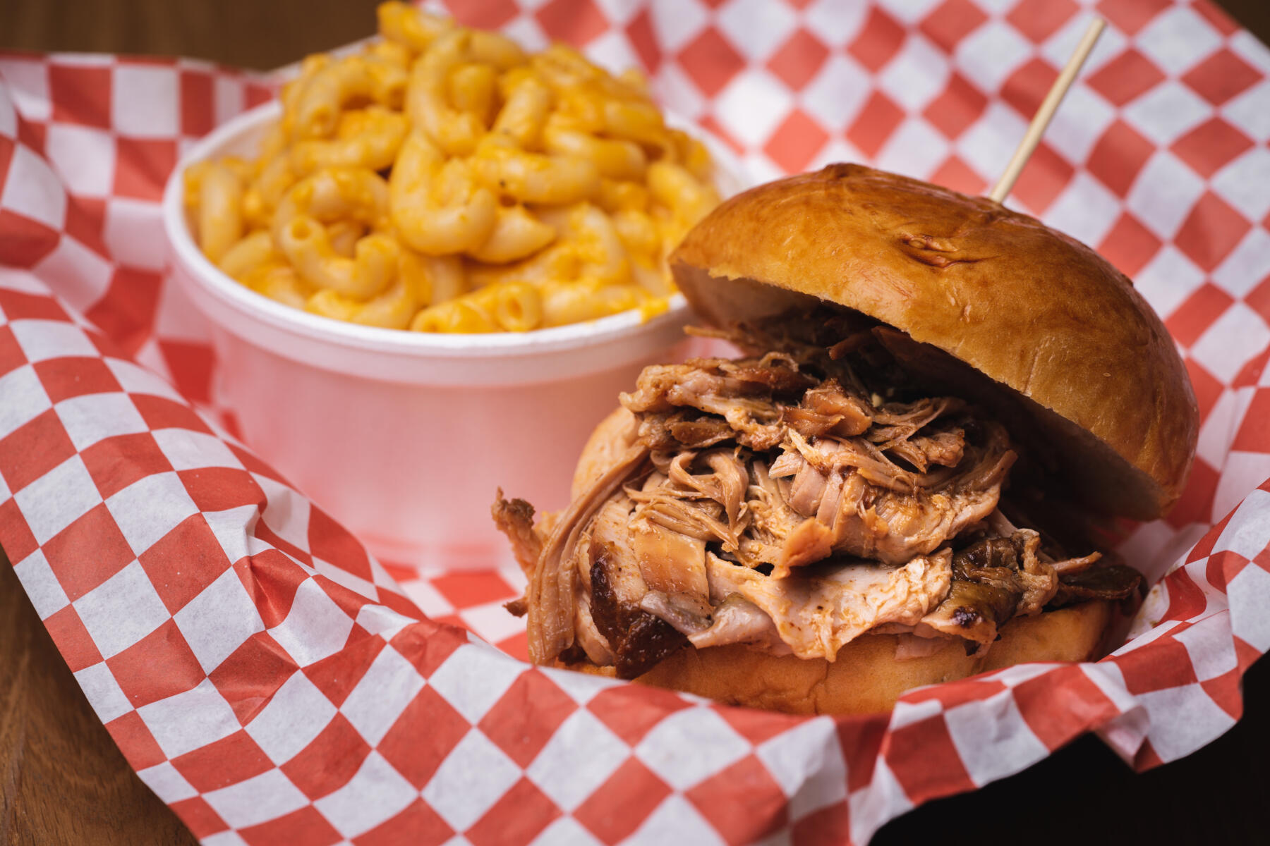 pulled pork sandwich and mac and cheese at Lexington Betty