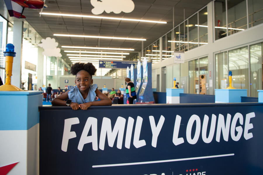 Children playing in the Family Lounge at Chicago O'Hare Airport