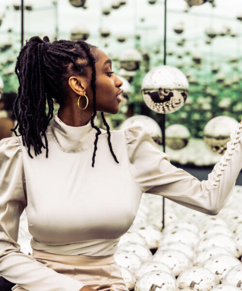 An infinity mirror room a the WNDR museum in Chicago