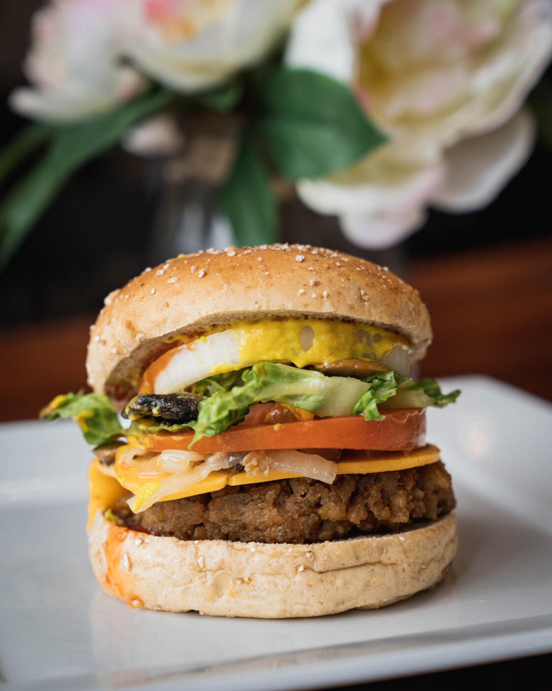 A vegan burger at Soul Veg City in Greater Grand Crossing