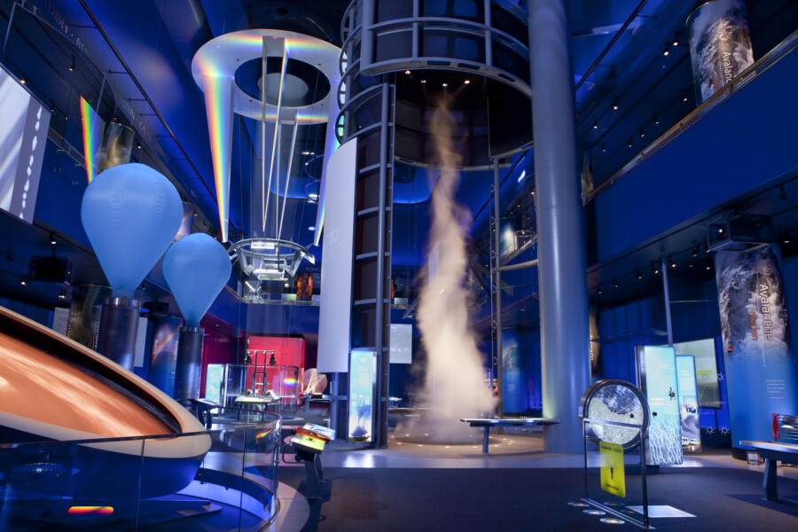 At the center of Science Storms – an exhibit that explores nature’s most powerful and compelling phenomena – is a 40-foot vortex of swirling air and vapor guests can study and manipulate.