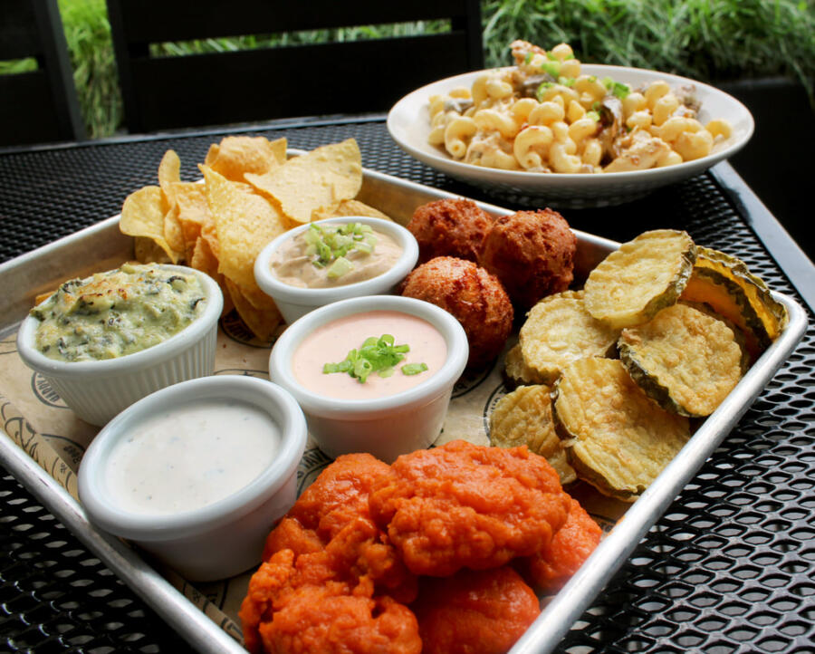 A plate of appetizers at Harry Caray's Tavern