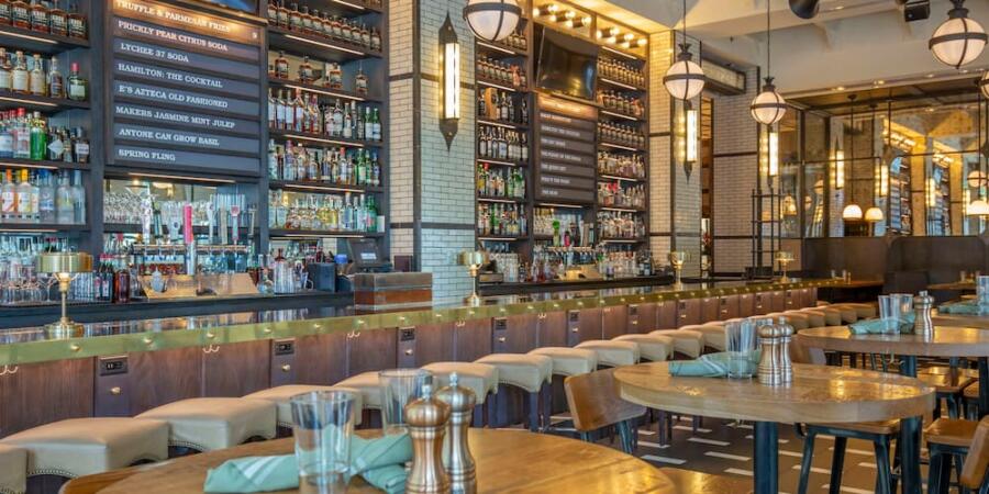 Interior view of the bar inside The Dearborn Tavern