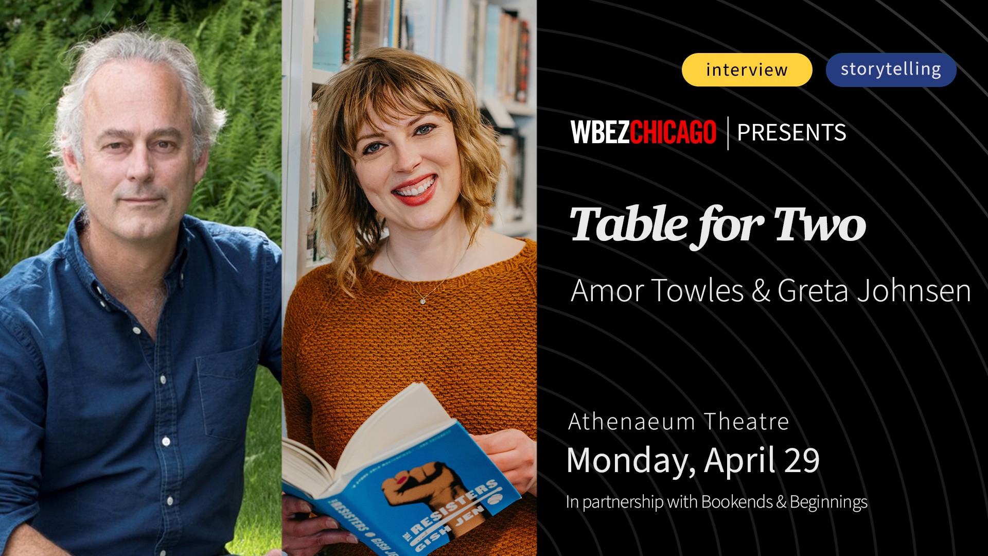 WBEZ and Bookends and Beginnings Present Table for Two Amor Towles