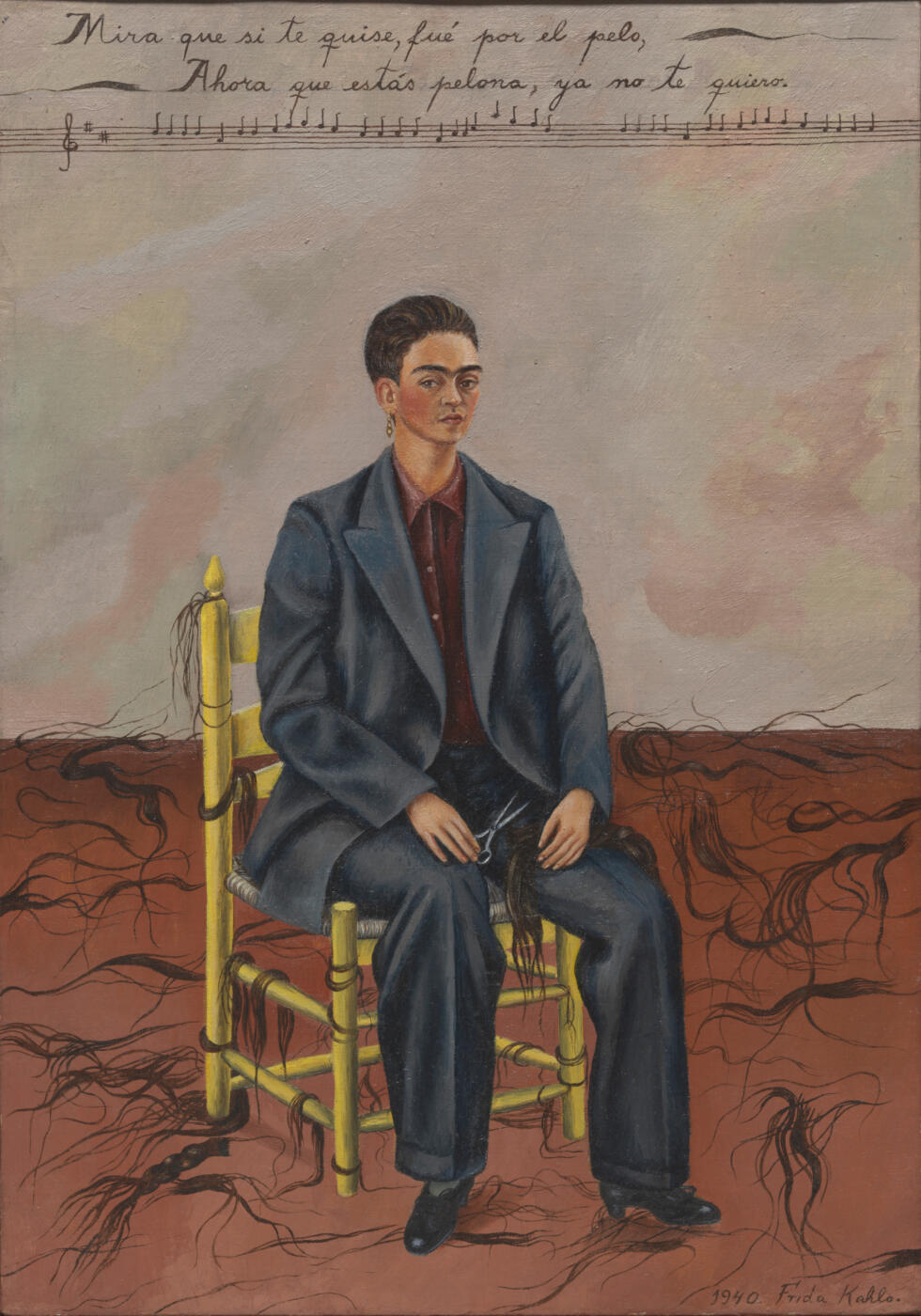 Frida Kahlo. Self-Portrait with Cropped Hair (Autorretrato con pelo cortado), 1940. The Museum of Modern Art, New York, Gift of Edgar Kaufmann, Jr. © 2025 Banco de México Diego Rivera Frida Kahlo Museums Trust, Mexico, D.F. / Artists Rights Society (ARS), New York. Digital Image © 2025 MoMA, N.Y.