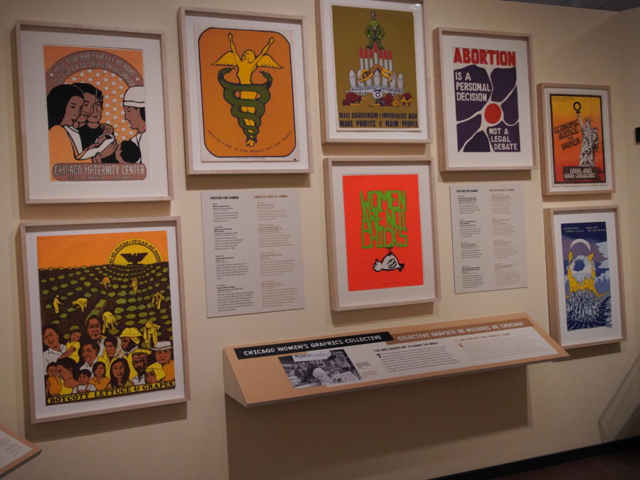 Subversive posters in the Designing for Change: Chicago Protest Art of the 1960s–70s exhibit at the Chicago History Museum