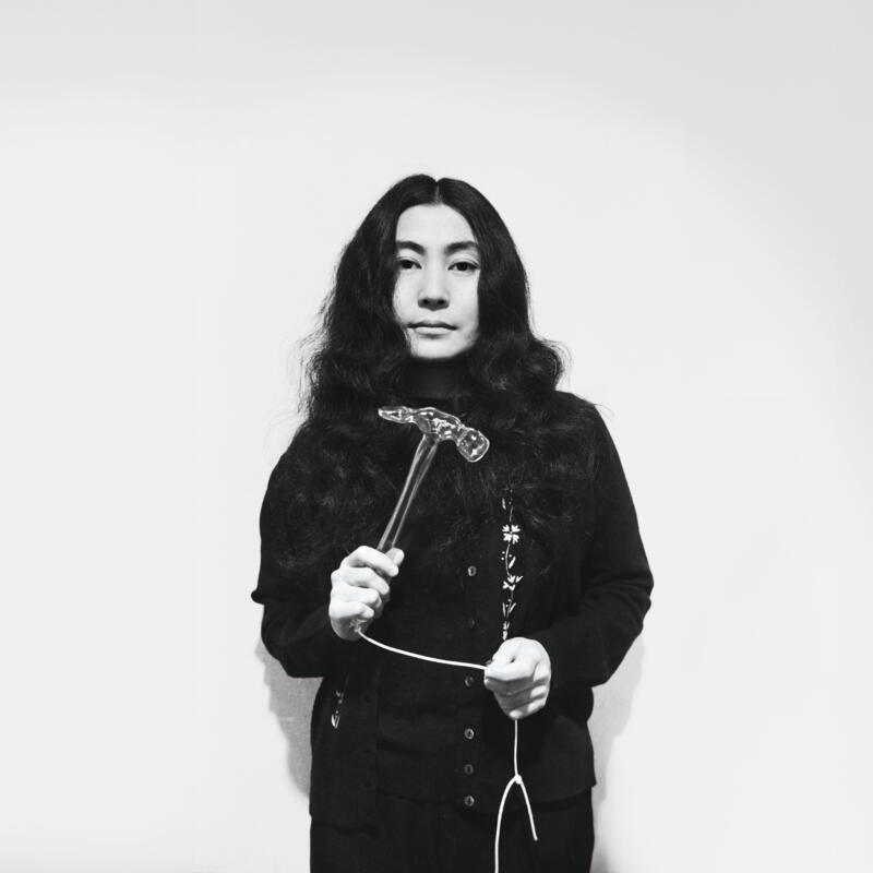 Yoko Ono with Glass Hammer, 1967, from Half-A-Wind Show, Lisson Gallery, London, UK, 1967. Artwork © Yoko Ono. Photo © Clay Perry.