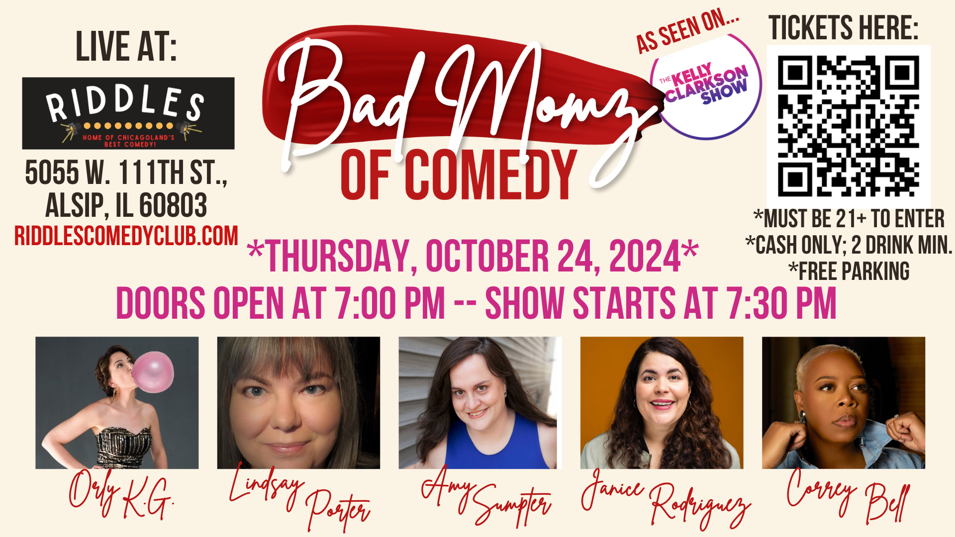Bad Momz of Comedy — LIVE at Riddles Comedy Club — OCTOBER 24, 2024 ...