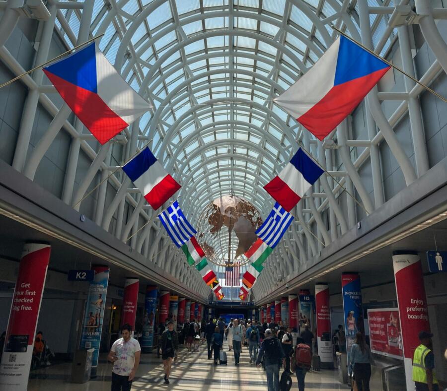 Interior view of a terminal at O'Hare International Airport in Chicago