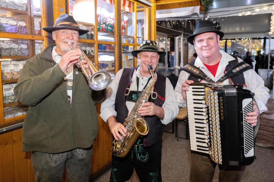 A trio of musicians at Christkindlmarket Chicago