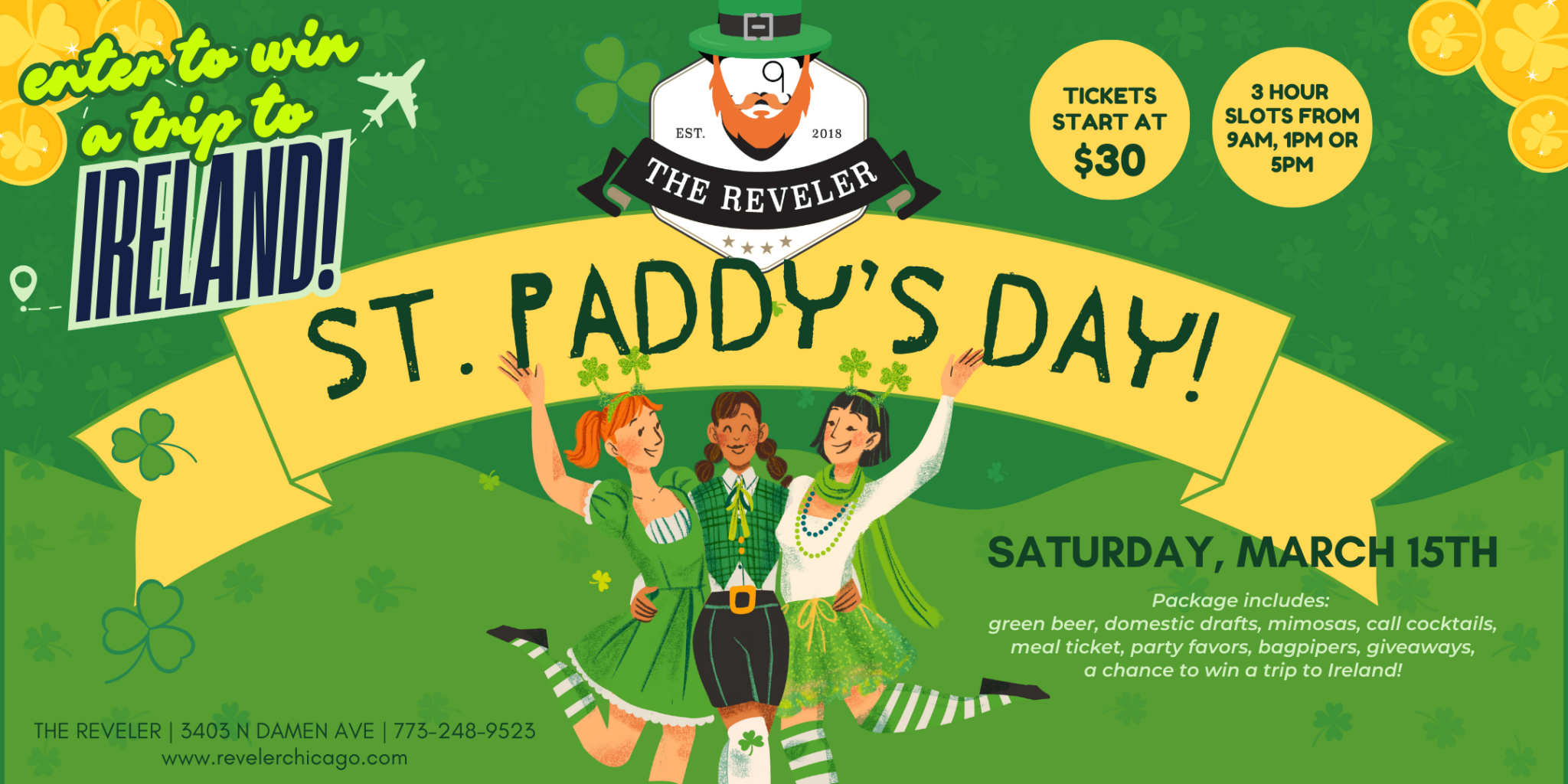 St. Patrick’s Day at The Reveler 03/15/2025 Choose Chicago