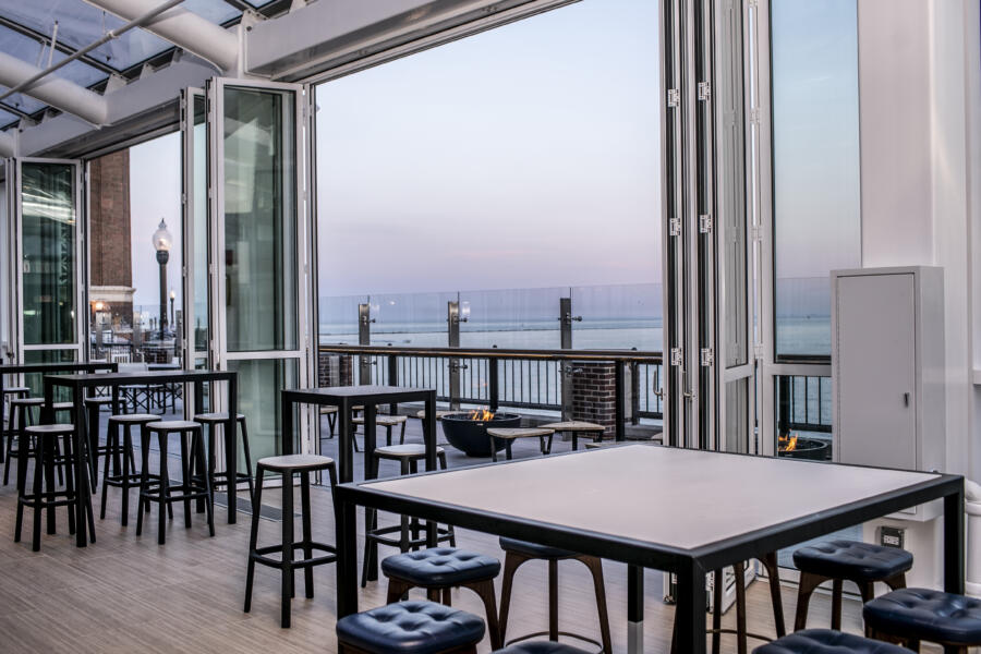 Offshore Rooftop interior with Lake Michigan in the background