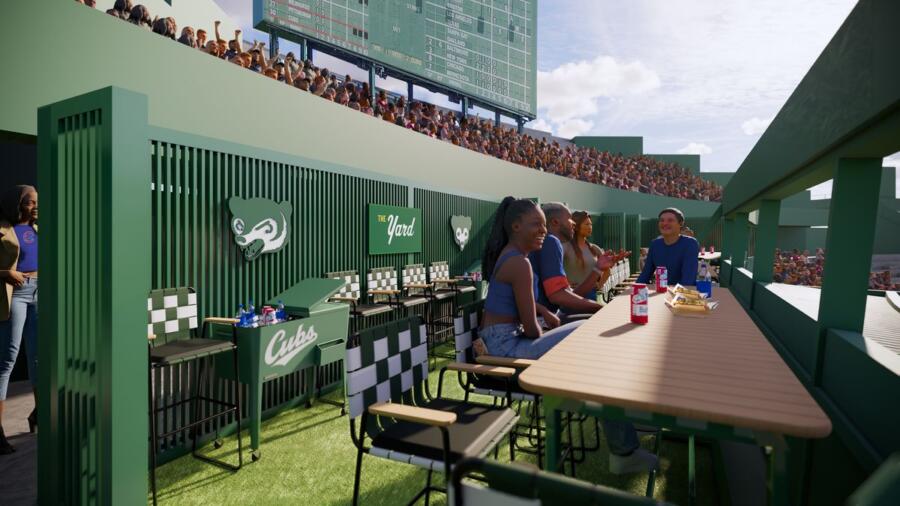 People enjoy a new experience, The Yard, at Wrigley Field to watch the Chicago Cubs.