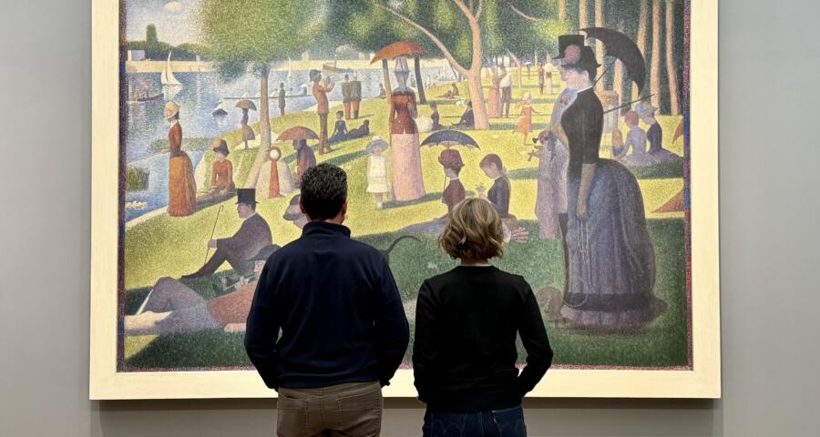 Ferris Bueller In The Art Institute Of Chicago Guided Walking Tour Chicago Movie Tours Ferris Buellers Day Off Walking Tour Seurat1 900x480 