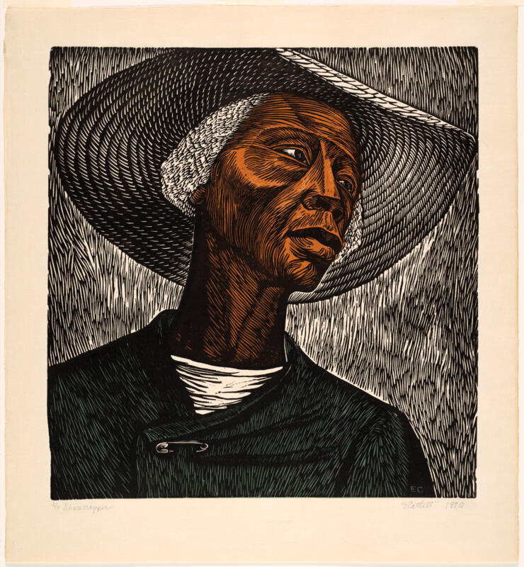 Elizabeth Catlett. Sharecropper, 1952, printed 1970. The Art Institute of Chicago, purchased with funds provided by Mr. and Mrs. Robert S. Hartman. © 2024 Mora-Catlett Family / Licensed by VAGA at Artists Rights Society (ARS), NY.