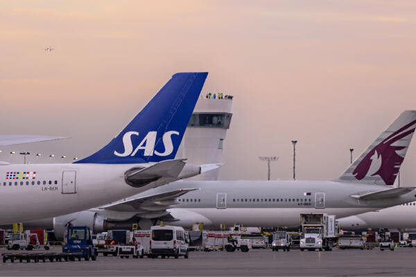 Airplane tails at Chicago’s O'Hare International Airport