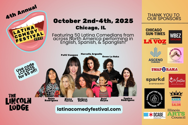 Postcard Flyer Latina Comedy Festival 2025 – (600 x 400 px)