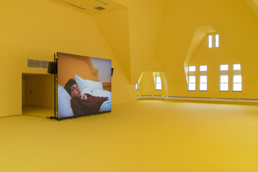 Diego Marcon, Krapfen, 2025, installation view, the Renaissance Society at the University of Chicago. Photo by Bob.