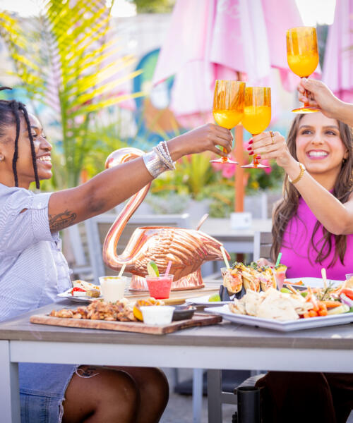 Friends cheers on the Chicago Riverwalk