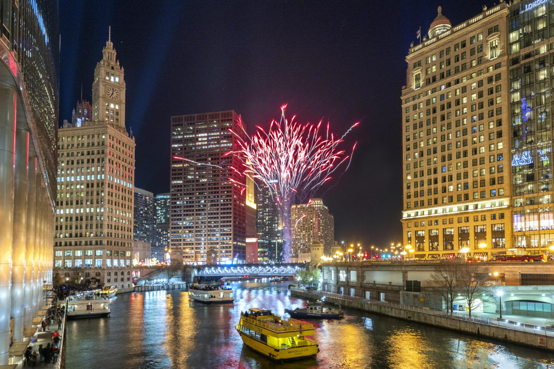 Chicago New Year's Eve River Fireworks