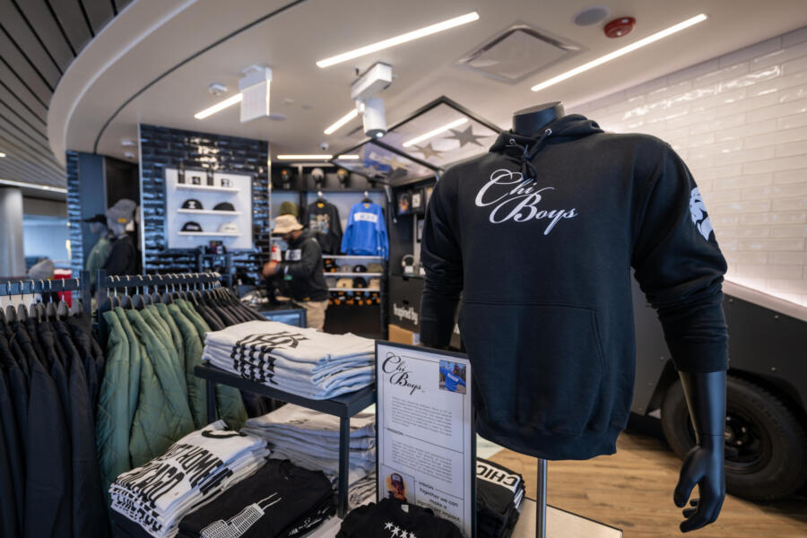 A display of clothing at Chi Boys in O'Hare International Airport in Chicago