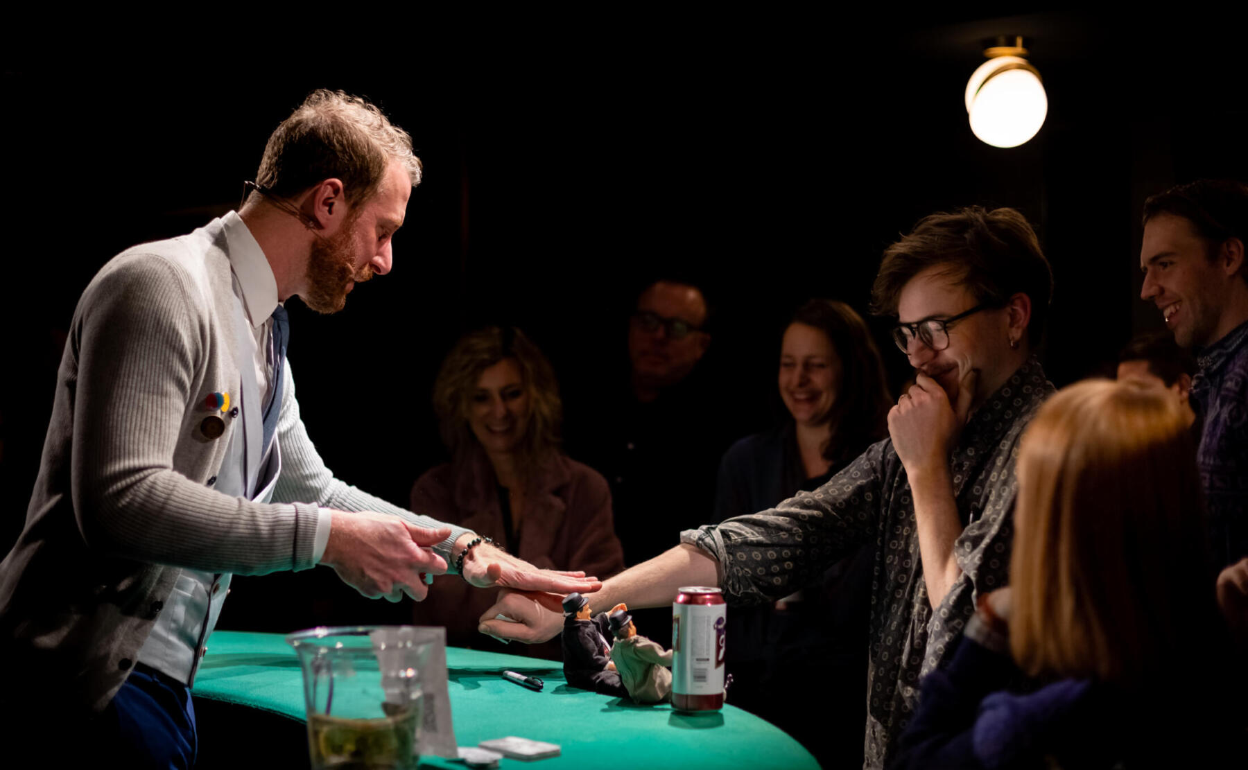 AJ Sacco performing bar magic at the Chicago Magic Lounge