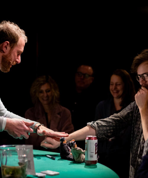 AJ Sacco performing bar magic at the Chicago Magic Lounge