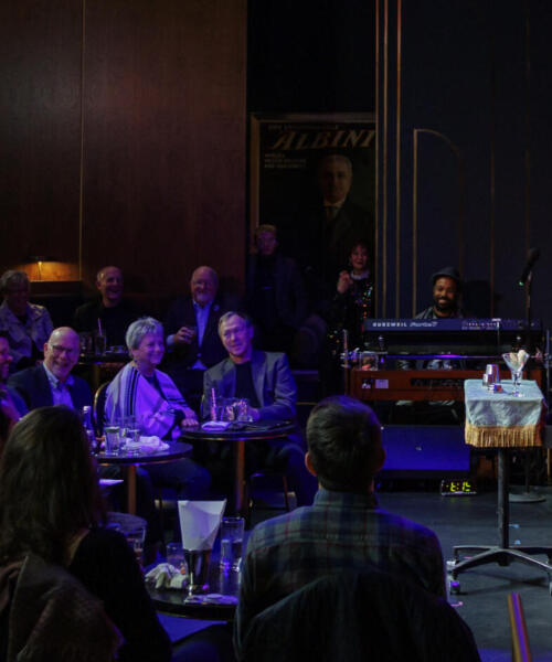 Lucy Darling performing on Harry Blackstone cabaret stage at the Chicago Magic Lounge