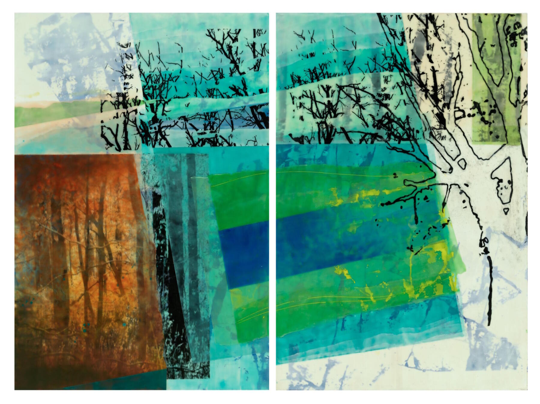 Michalski_Jane_Forest Map_ EncausticOnPanel Silkscreen InkjetPrint_2023_36 x 48×1.5 in_ 4800